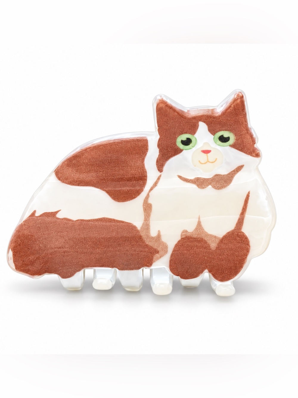 Black & White Cat Kitten Kitty Halloween 1.75" Glossy Lobster Claw Hair Clip